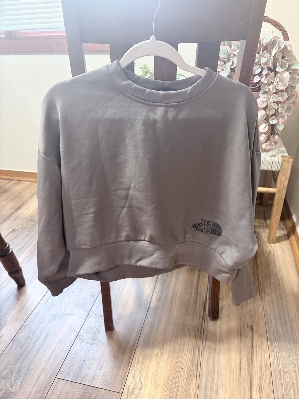 The North Face Women's Taupe Crewneck Cropped Sweatshirt